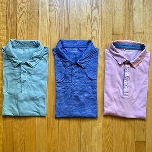 Lot 3 J. Crew Men’s Short Sleeve Performance Polo Shirts Large Blue Pink Green